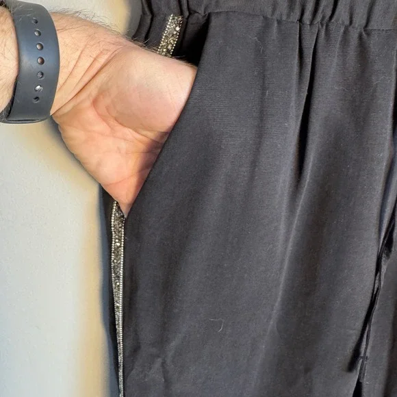 ZARA Black Jogger Pants Embellished Side Stripe Drawstring‎ Waist Tencel Size S - Picture 11 of 16